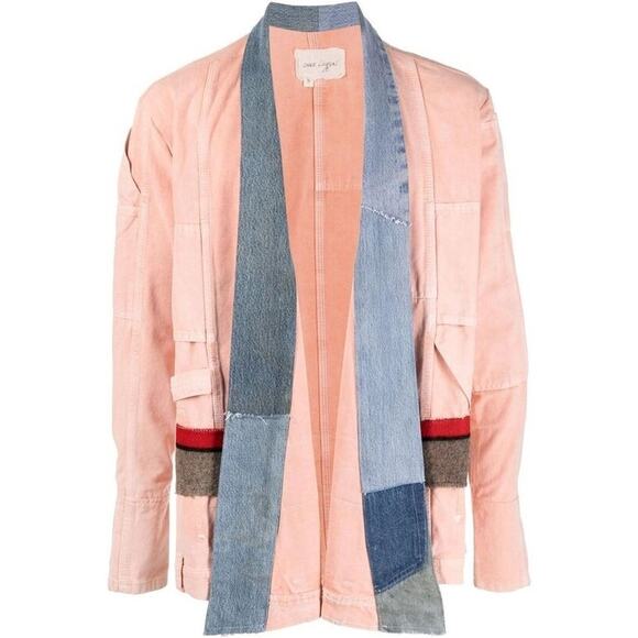 GREG LAUREN: Men's Coral Blanket Kimono Jacket - Size Small